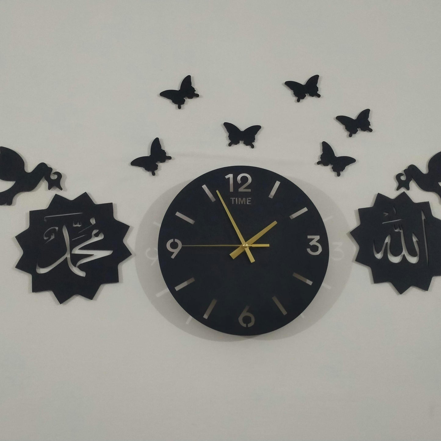 3D Islamic Wooden Wall Clock With Light