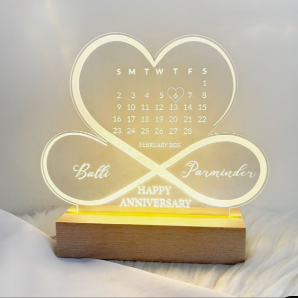 3D Heart Shape Celender Customized Illusion Lamp