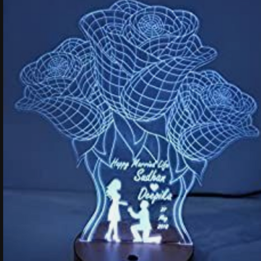 3D Couple Flowers Customized illusion Lamp