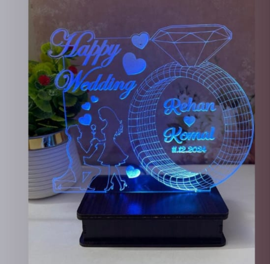 3d customized couple Ring lamp