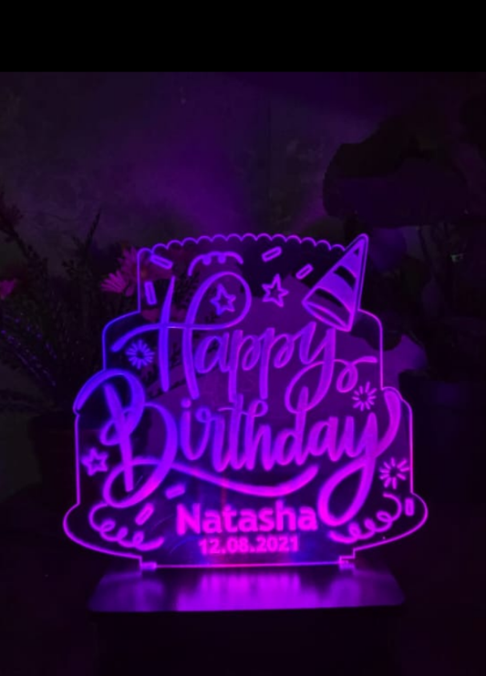 3d birthday cake customized illusion lamp