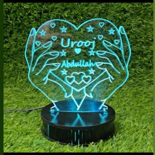 Heart in Hand 3D Customized illusion Lamp