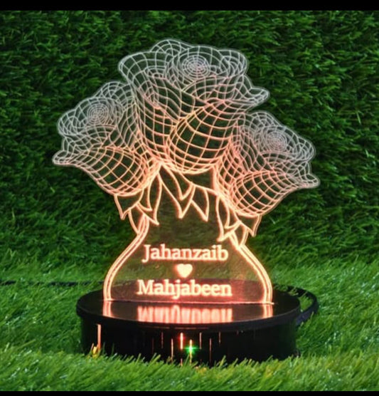 Rose Flower 3D Customized illusion Lamp