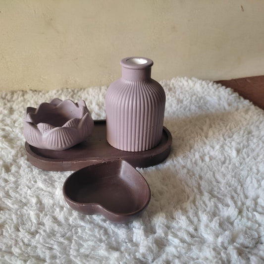 Oval Tray + Lotus Flower+ Vase+ Mini Heart Tray